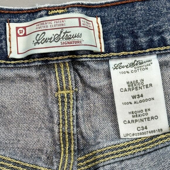 Levi Strauss Signature Jean Shorts Mens 34 Carpenter Baggy Skate Grunge Jort Y2K - Picture 5 of 11